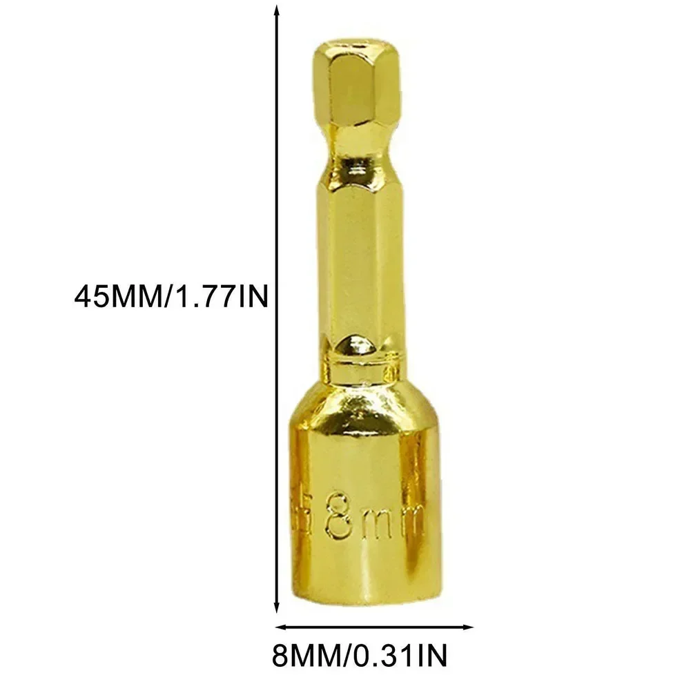 2pcs 8mm Hex Socket Adapter Magnetic Nut Electric Screwdriver Pneumatic Drill Socket Bit Hand Drill Shank Driver Adapter Hexagon