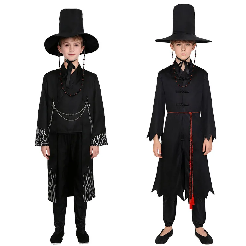 أزياء أطفال على طراز فيلم سانا بوي التأثيرية أزياء شيطان هنتر ساجا بوي Kpop مجموعة الغناء على الطراز الكوري للأولاد المعبود أزياء حفلات الهالوين #1