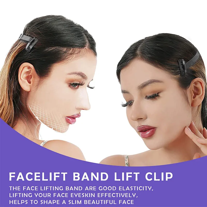 Wide Invisible Eye Lift Tape Adjustable Instant Elastic Face Lift Band With Clips Thin Lift Hair Band Magic Elastic Band Bb Belt