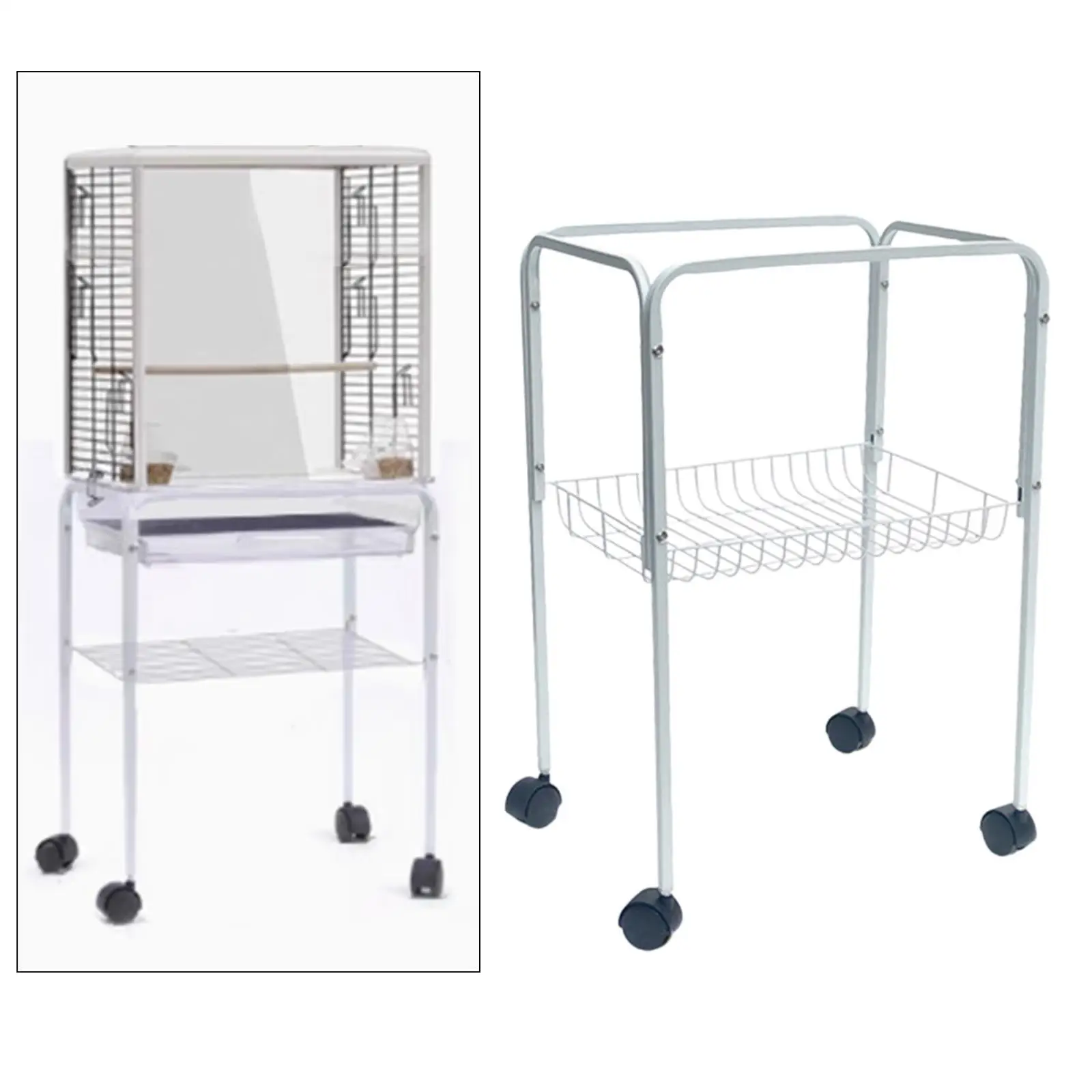 Steel Bird Cage Stand with Wheels Storage Shelf Modern Rack for Parrot Cage Living Room