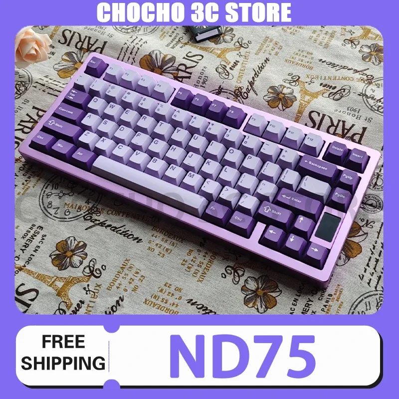 Not Defined Nd75 Keyboard 2.4g Three Mode Aluminum Alloy Keyboard Custom Rgb Mechanical Keyboards For Win/Mac/Linux Desktop Gift