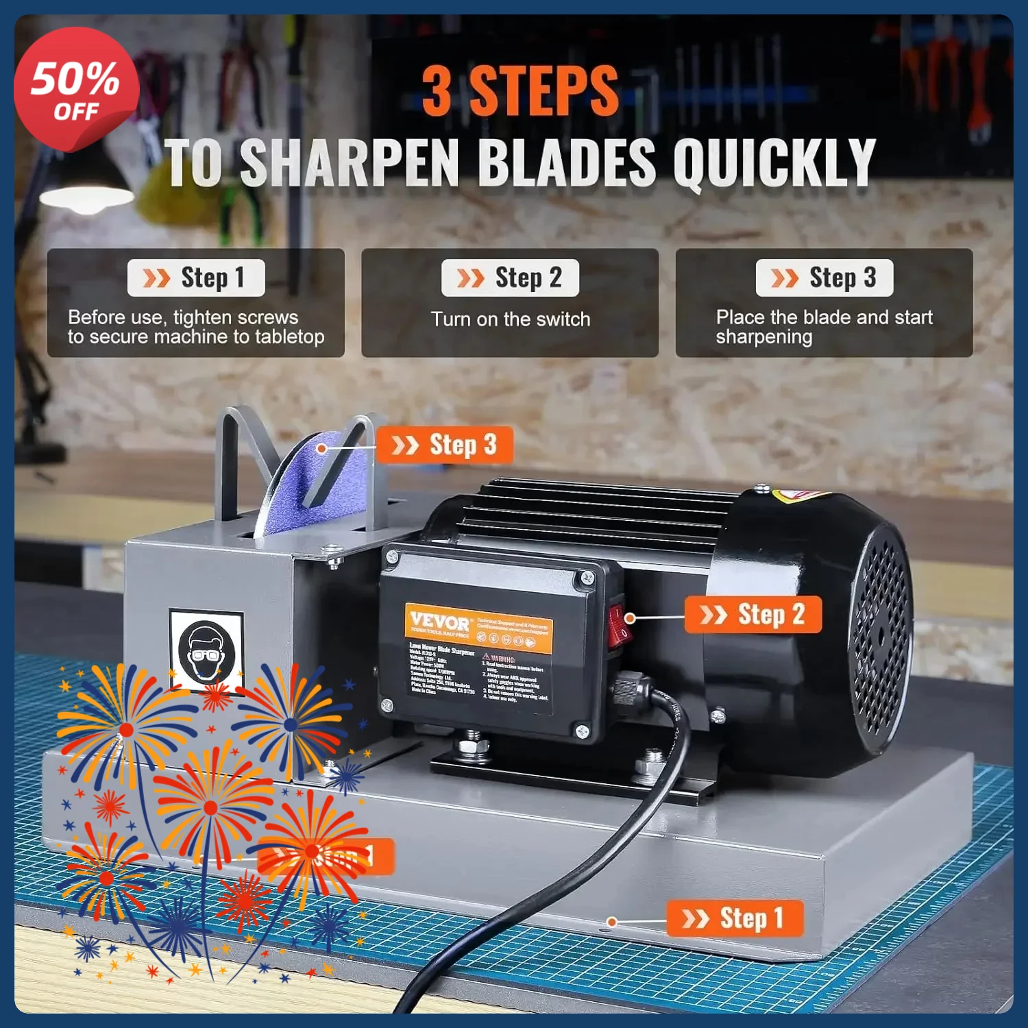 

Hot salesLawn Mower Blade Sharpener, 2/3HP 500W Lawnmower Blade Grinder with 7-inch Ceramic Grinding Wheel