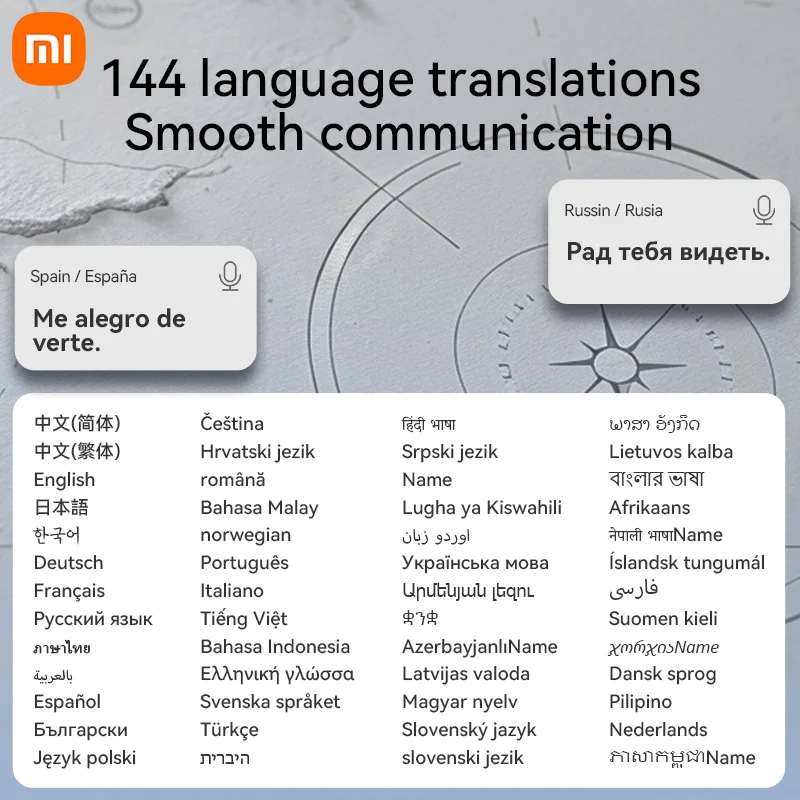 XIAOMI A98 سماعة لاسلكية تعمل بالبلوتوث سماعة الذكية AI ترجمة بلوتوث 5.4 سماعات الأعمال السياحة الترجمة للسفر