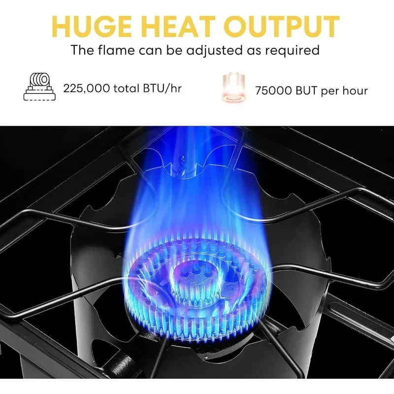 VIVOHOME موقد خارجي 3 شعلات، كحد أقصى. 225,000 وحدة حرارية بريطانية/ساعة، طباخ ثلاثي البروبان عالي التحمل مع حامل أرجل قابل للفصل
