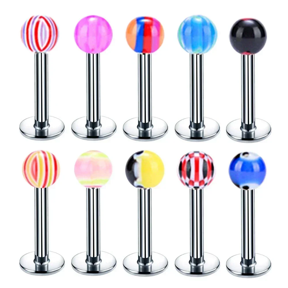 Bulk Mixed Random Colour Labret Ring 3mm Acrylic Ball Cone Steel 6mm - 12mm Bar Monroe Lip Stud Piercing Jewellery