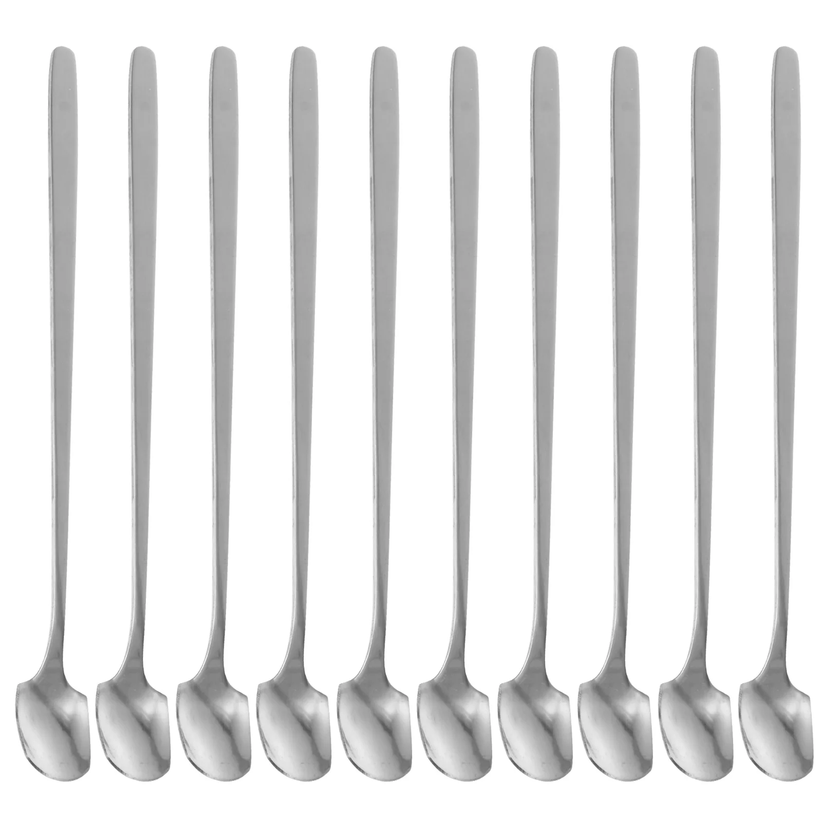 

10Pcs Stainless Steel Teaspoons Silver Long Handle Dessert Spoon Kitchen Gadgets Coffee Stirring Spoons