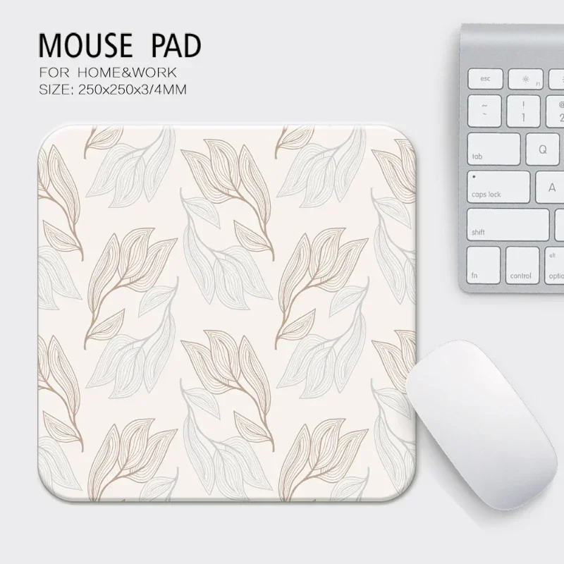 Flowers Plants Mouse Pad Art Design Leaves Office Gaming Accessories Square Rubber Small Mousepad For Girls Table Mat 25x25 Gift