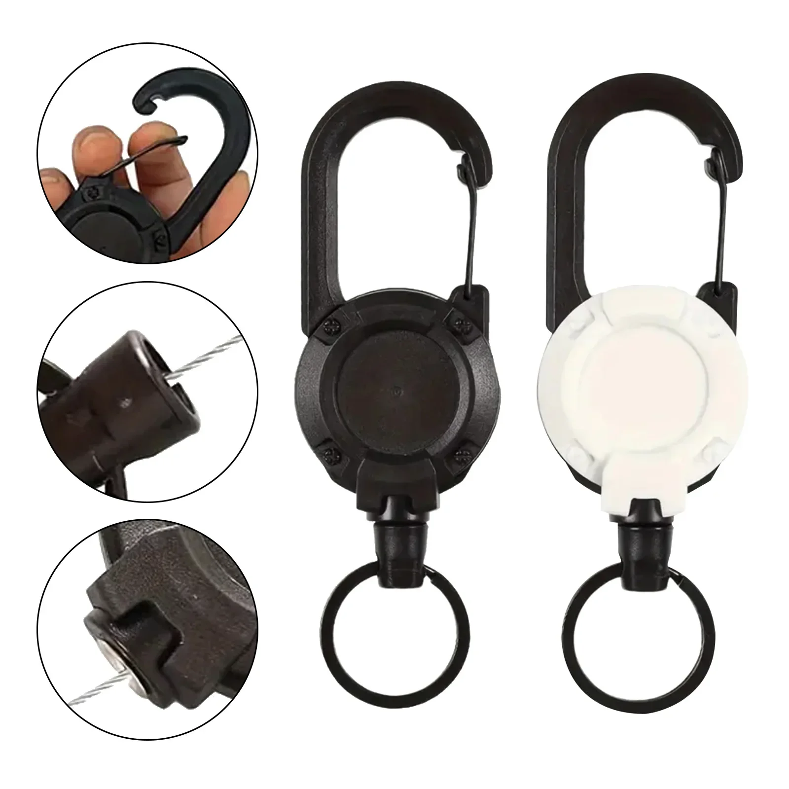 Heavy Duty Retractable Pull Badges ID Reel Carabiner Key Chain Steel Wire Rope Buckle Key Holder Outdoor Keychain Tools