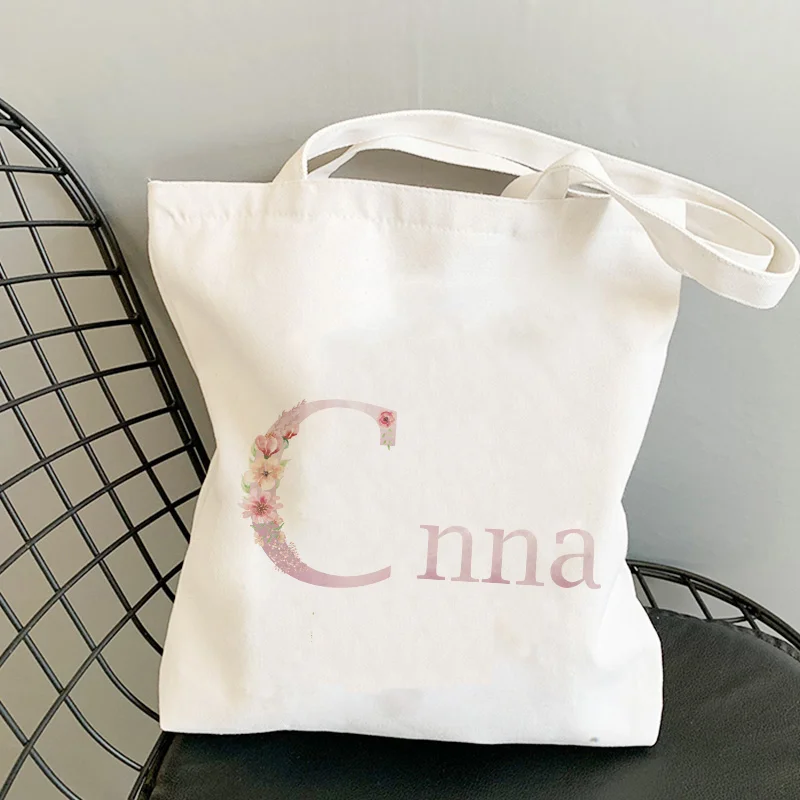 Personalizzazione del nome borsa a tracolla da donna borsa Kawaii Harajuku Shopping Canvas Shopper Bag HandbagShopper Lady Bag regalo damigella d'onore