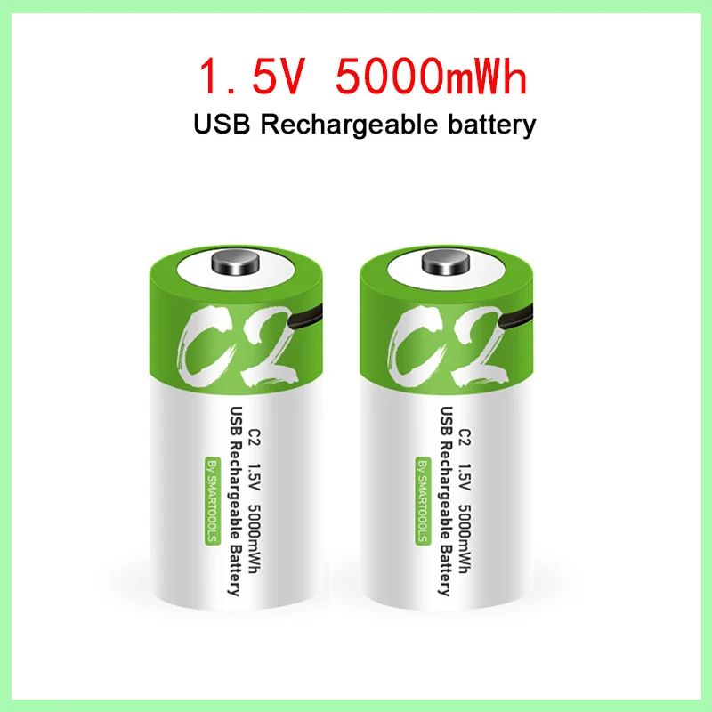 High quality C Size 1.5V 5000mWh USB Rechargeable Battery Universal Micro Charged Lipo Lithium Polymer Battery Real capacity