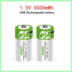 High quality C Size 1.5V 5000mWh USB Rechargeable Battery Universal Micro Charged Lipo Lithium Polymer Battery Real capacity