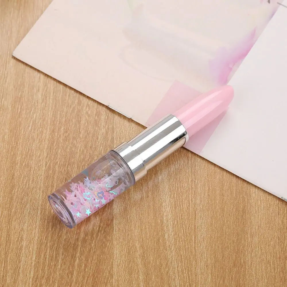 Creative Writing Smoothly Quicksand Pen Quick-Drying Black Ink Lipstick Pen Sequins Elegant Signature Pen Stationery