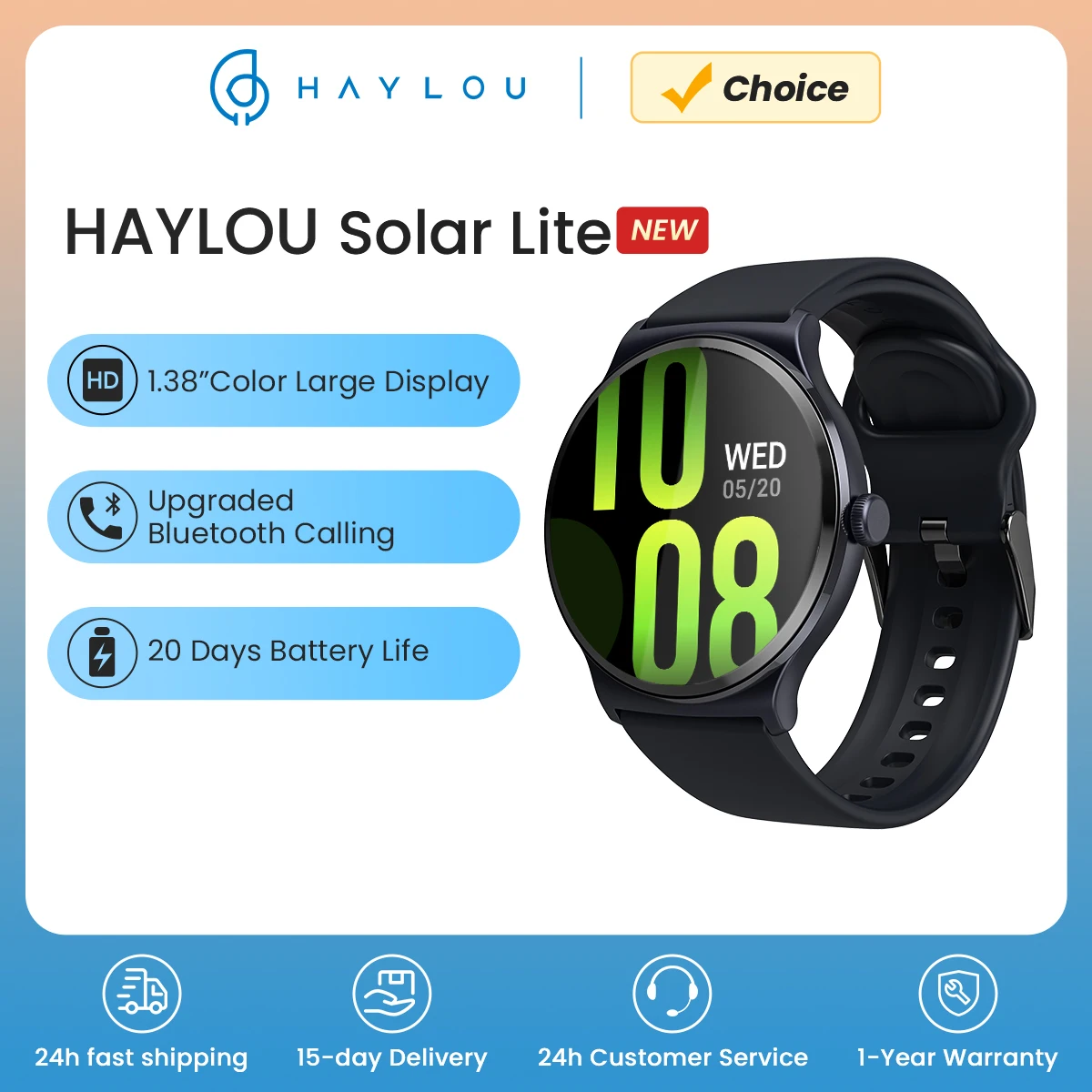 Haylou solar lite relógio inteligente 1.38 \