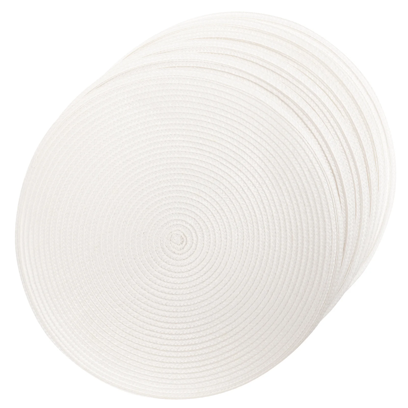 

6pcs Round Placemat Plastic Woven Table Mat Heat-Resistant Dining Table Decor Cutlery Mat Household Woven Placemats