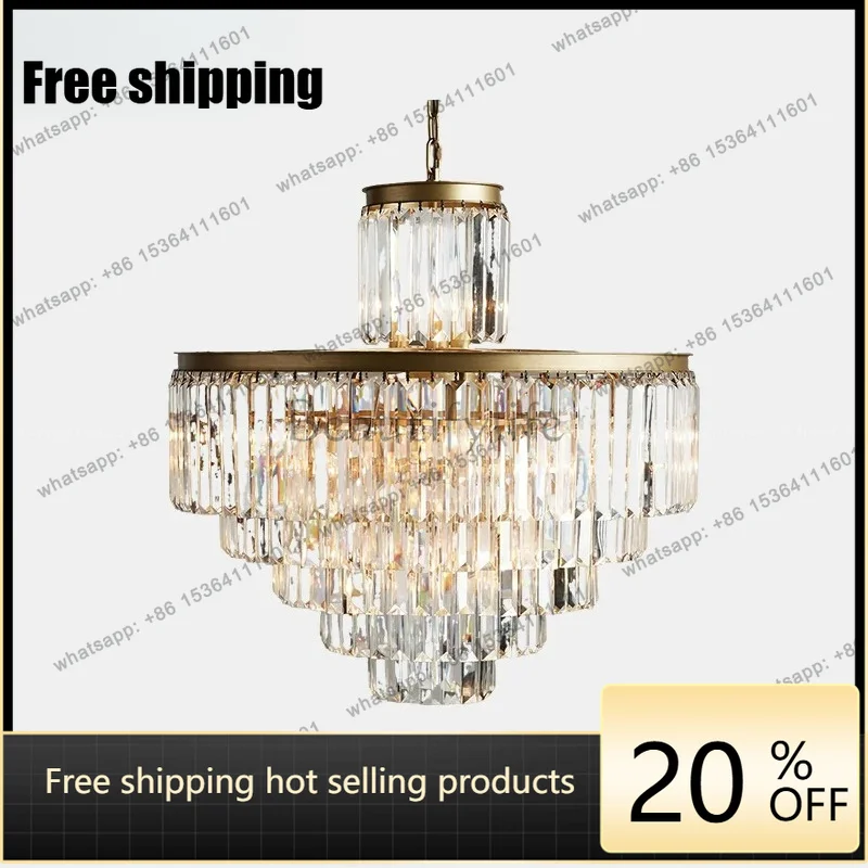 hotNorth American light luxury villa high living room hotel restaurant atmosphere K9 crystal pendant can shine