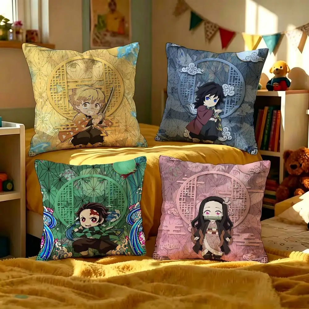 Demon S-Slayer K-Kimetsu Kissenbezug, Kissenhülle, Polsterung, Sofa, Dekokissen, Heimdekoration, Kissenbezug
