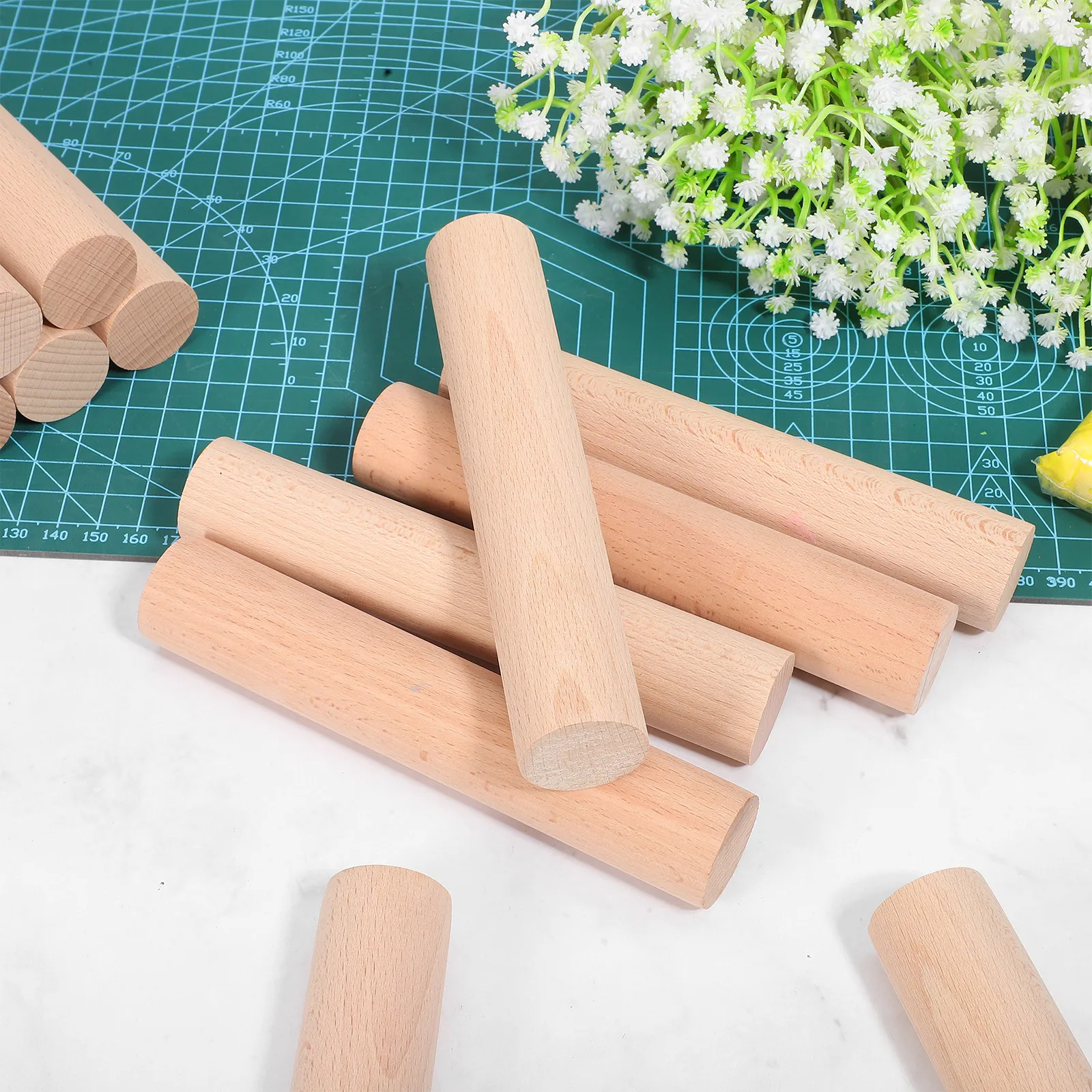 

12Pcs Unfinished Beech Wood Dowel Rods Round Smooth Craft Sticks for Macrame Clay Modeling School Projects Rustic Decor Wooden