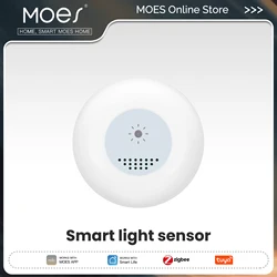 MOES Tuya Zigbee Smart Light Sensor Illuminance Brightness Detection Home Lighting Automation Smart Home Detector APP Control