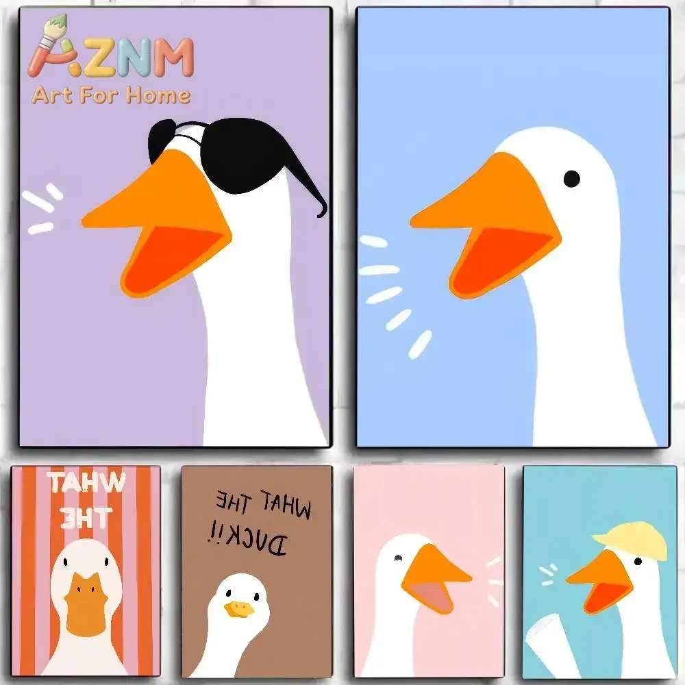 1pc frameless 1PC What The Duck Modern Simple Style CUTE Poster Stickers Art Wall Murals Decor Game Room Decor Gifts Kawaii HD P