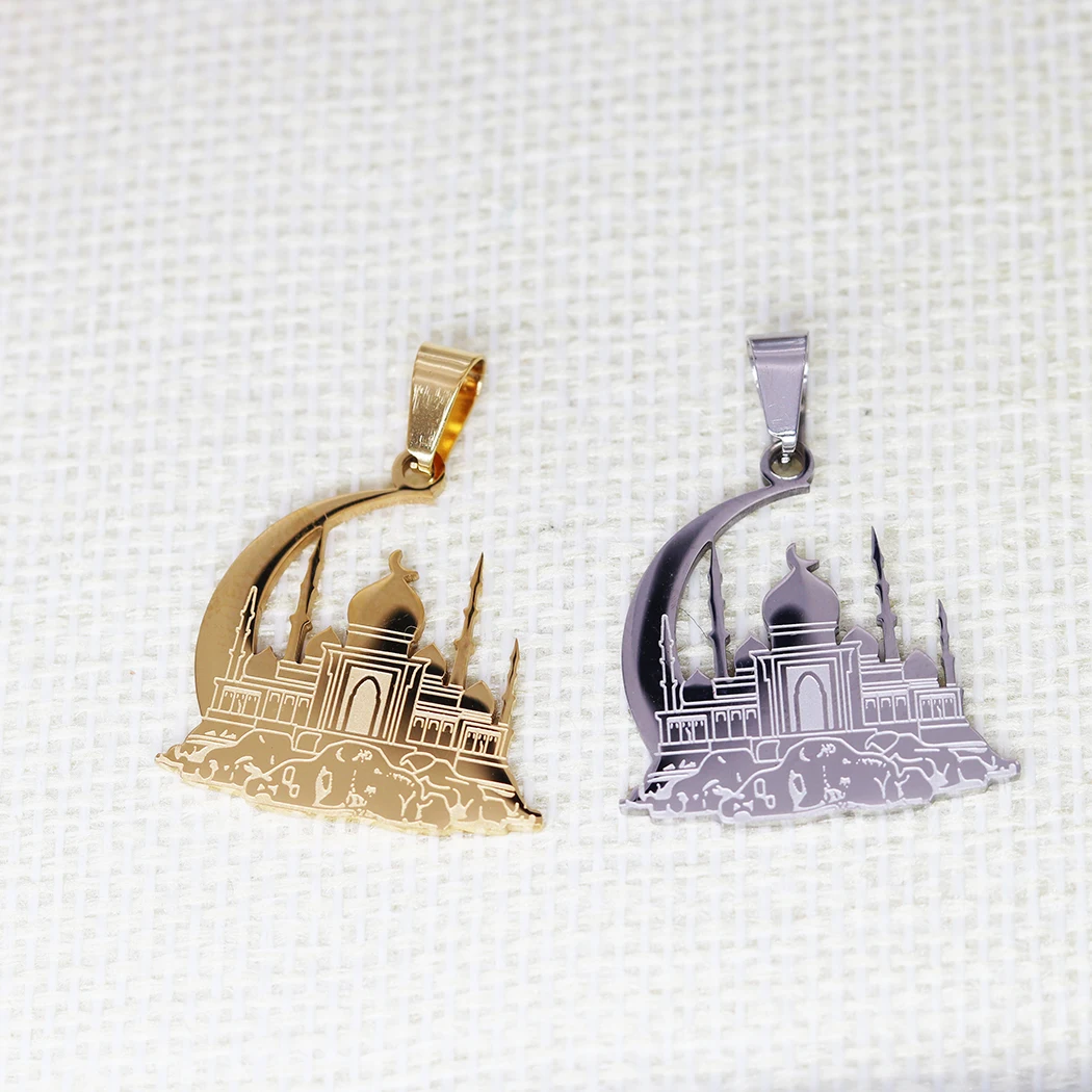 2PCS Taj Mahal Ancient Architecture Pendant DIY Stainless Steel Gift For Women Men Charm Pendant For Bracelet Jewelry Findings