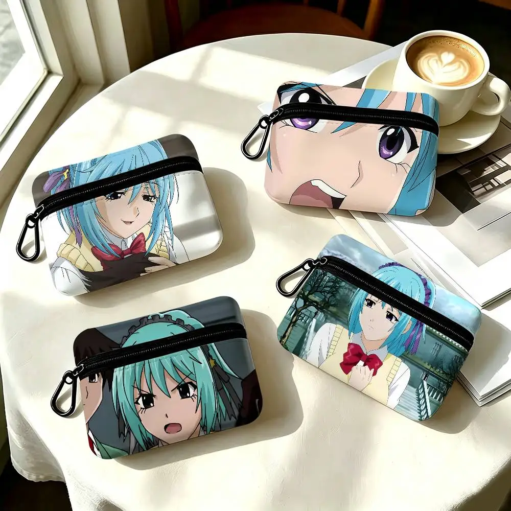 1pc Kurumu Kurono Coin Purse With Carabiner Hook Portable Key Card Wallet Small Zipper Storage Pouch