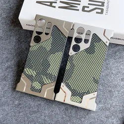 Magnetic Titanium Metal Camouflage Phone Case For Samsung Galaxy S24 S23 S22 S25 Ultra Magsafe Aluminum Bumper Shockproof Cover