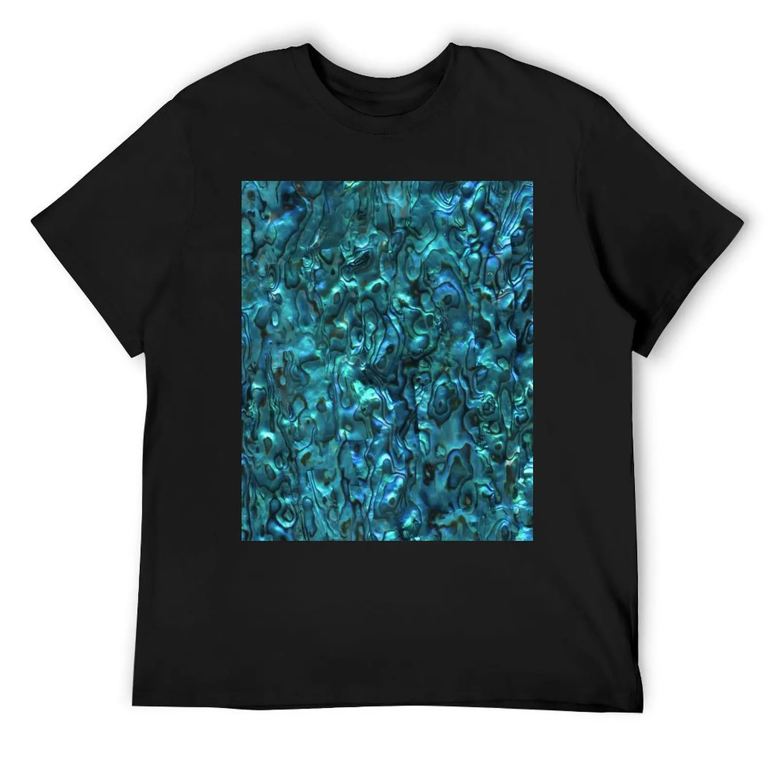 Abalone Shell Paua Shell Seashell Patterns Sea Shells Cyan Blue Tint T-Shirt customs boys whites shirts men