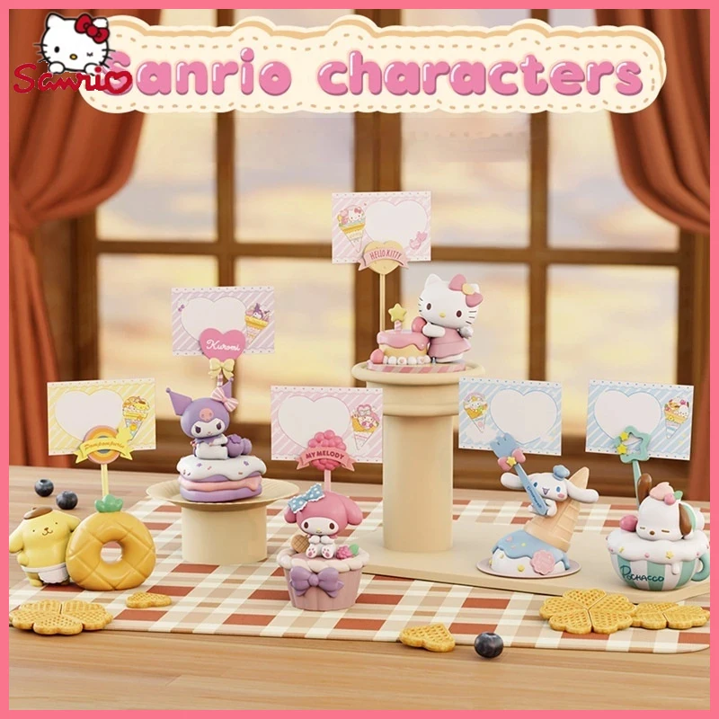 

Sanrio Family Dessert Series Memo Pad Stand Cute Desktop Decor Message Note Holder Office Figurine Kawaii Stationery Organizer