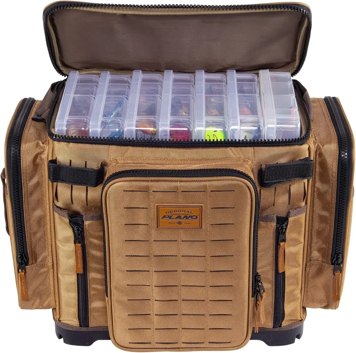 Guide Series Tackle Bag | Premium Tackle Storage with No Slip Base and Included stows, Khaki with Brown and Black Trim