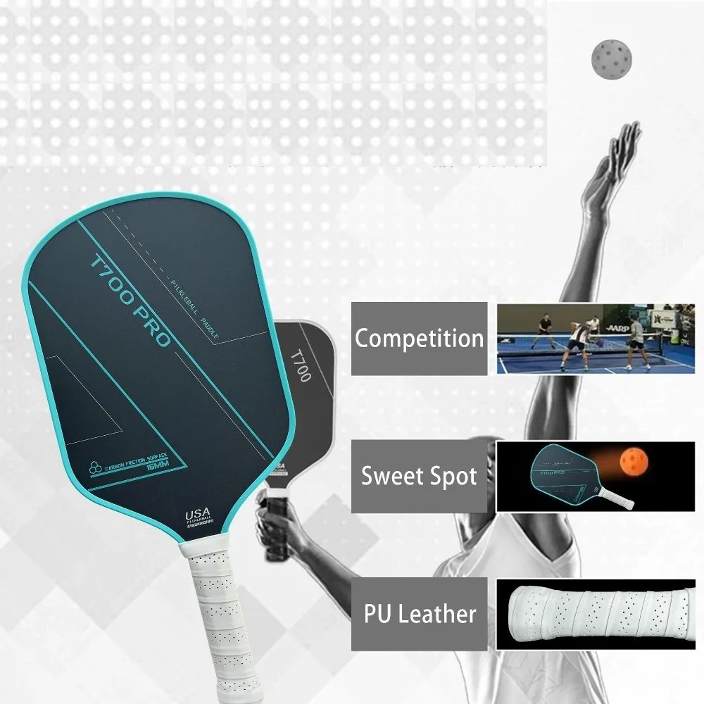

T700 PRO Pickleball Paddles Carbon Fiber Frosted Surface Pickleball Rackets Non-Slip Lightweight Pickle Ball Paddle