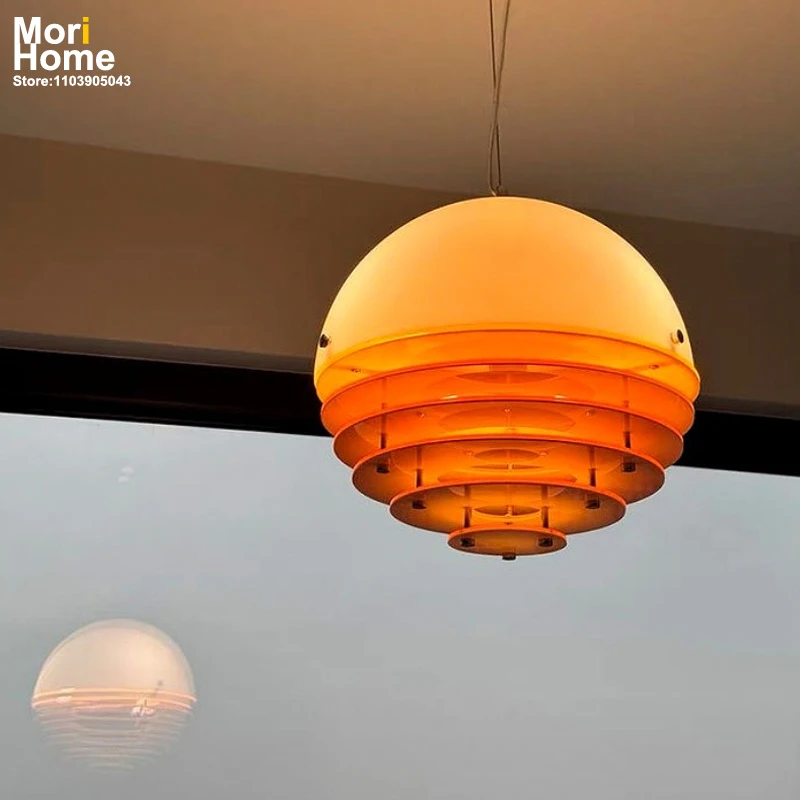 

Acrylic Sunset Hanging Lamp, Post-Modern Orange Glow Sun Pendant Lamp for Cafe Showcase Dinning Room Hall Way Balcony Lighting