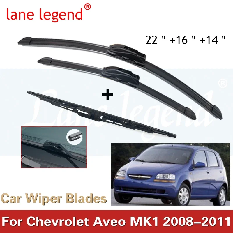 

Car Wiper Front & Rear Wiper Blades Set Kit For Chevrolet Aveo MK1 2008 - 2011 Windshield Windscreen Window 22"+16"+14"