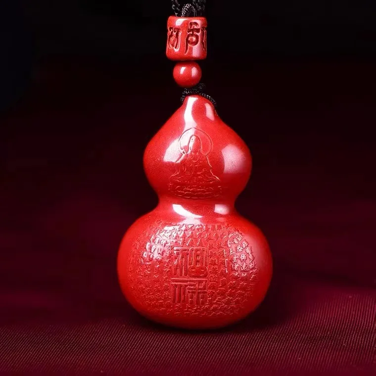 Cinnabar Emperor Sand Heart Sutra Gourd Fashion Couple Same Style Pendant High Content Male Female Same Style Necklace Jewelry