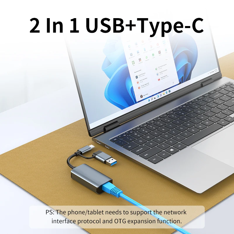 Unnlink USB Ethernet Adapter 1000Mbps USB 3.0 HUB RJ45 Lan voor Laptop PC Telefoon USB-C HUB Netwerkkaart schakelaar TV Box Internet