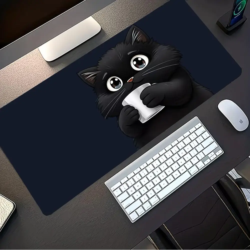 Kawaii Coffee Cat Mouse Pad Mous Pad Pc Gamer Computer Accessories Mousepad Gaming Laptop Keyboard Carpet Large Desk Mat Rug