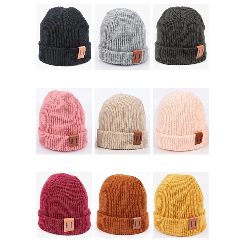 2023New Parent-child Cap Skullcap Women Men\'s Caps Winter Warm Skullies Hip-hop Beanies Baggy Melon Cap Knit Hat for Children