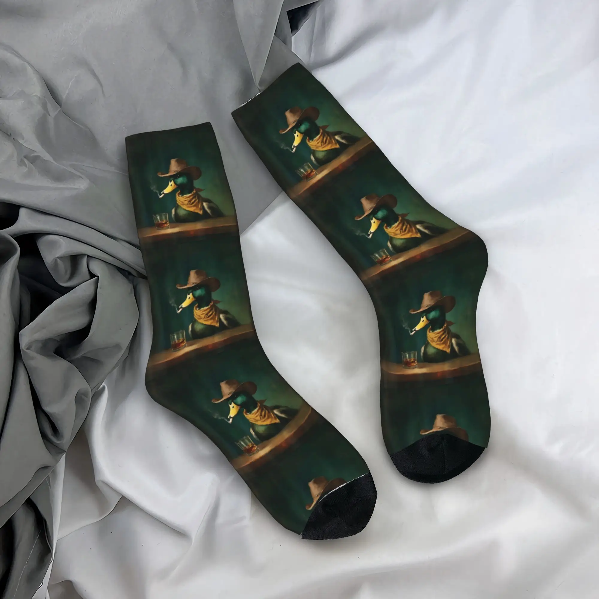 

Mallard Smoking Cigarette Meme Funny Mallard Duck Hunting Socks Fashion Stockings Couple Breathable Socks Graphic