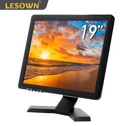LESOWN CCTV VGA Monitor 19 inch 1280x1024 High Resolution 4:3 IPS Wide Screen USB Touch Display with Speakers Plastic Shell