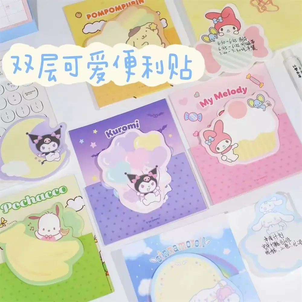 40Sheets/Book Kawaii Sanrio Convenience Book Kuromi Cinnamoroll Pochacco MyMelody Pom Pom Purin Sticky Notes Cute Paste Notepad