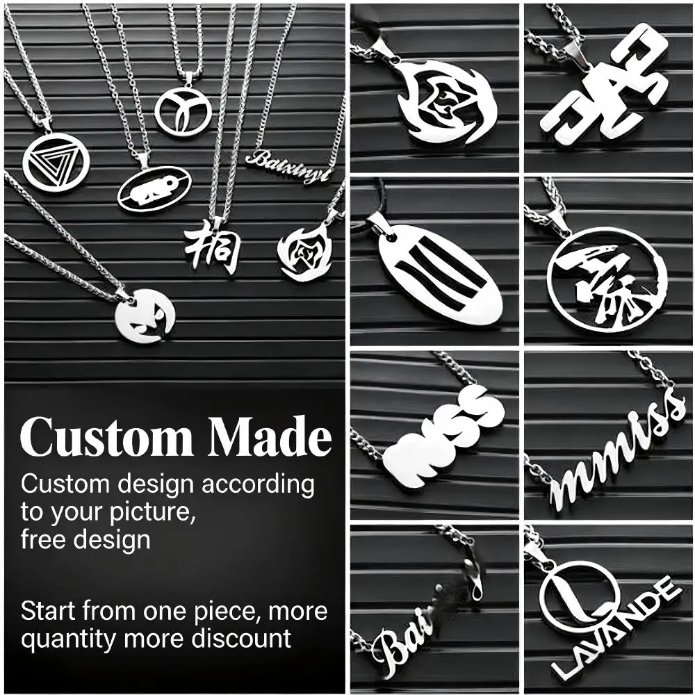 Custom Logo Necklace Any Shape/Icon/Patterned Company Design Personalized Jewelry Gift