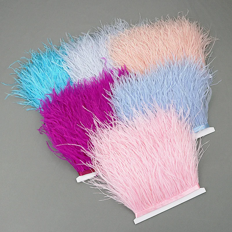 

1m Ostrich Feathers OnRibbon for Needlework Sewing in Dress Feathers on Tape Fringe for Clothes Designer Lace Decorative