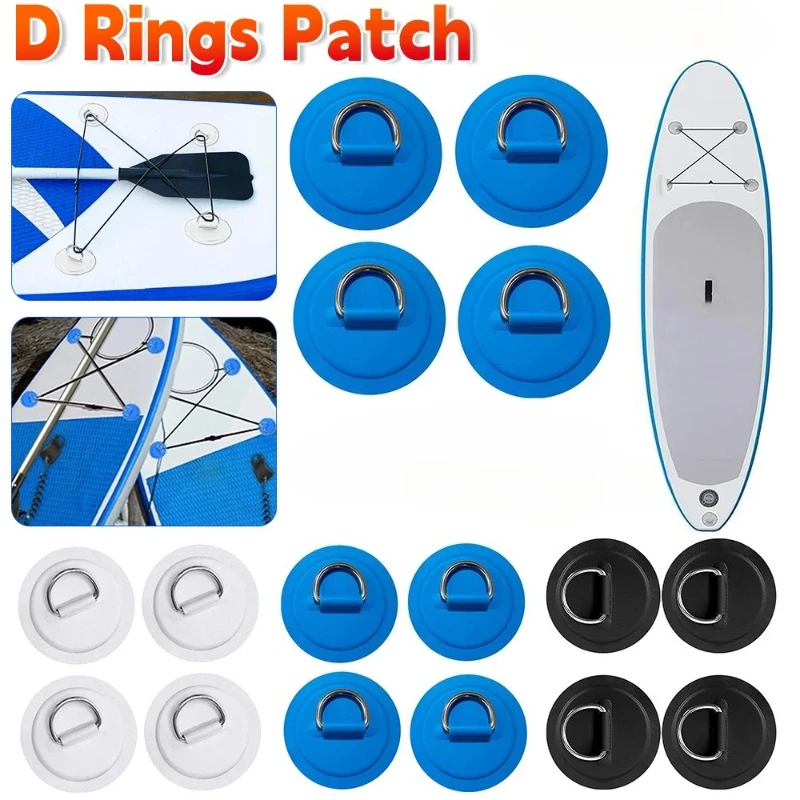 1/4Pcs Surfboard Dinghy Boat PVC Patch PVC D Rings Patch Deck Rigging Sup Board Round Ring Pad Kayaking Boat Surfing Accessories