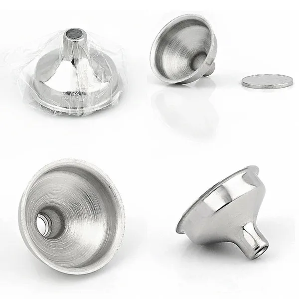 Portable 8Mm Stainless Steel Funnel Hip Flasks Flask Filler Wine Pot Liquid Fine-Grain Material Channel Silver