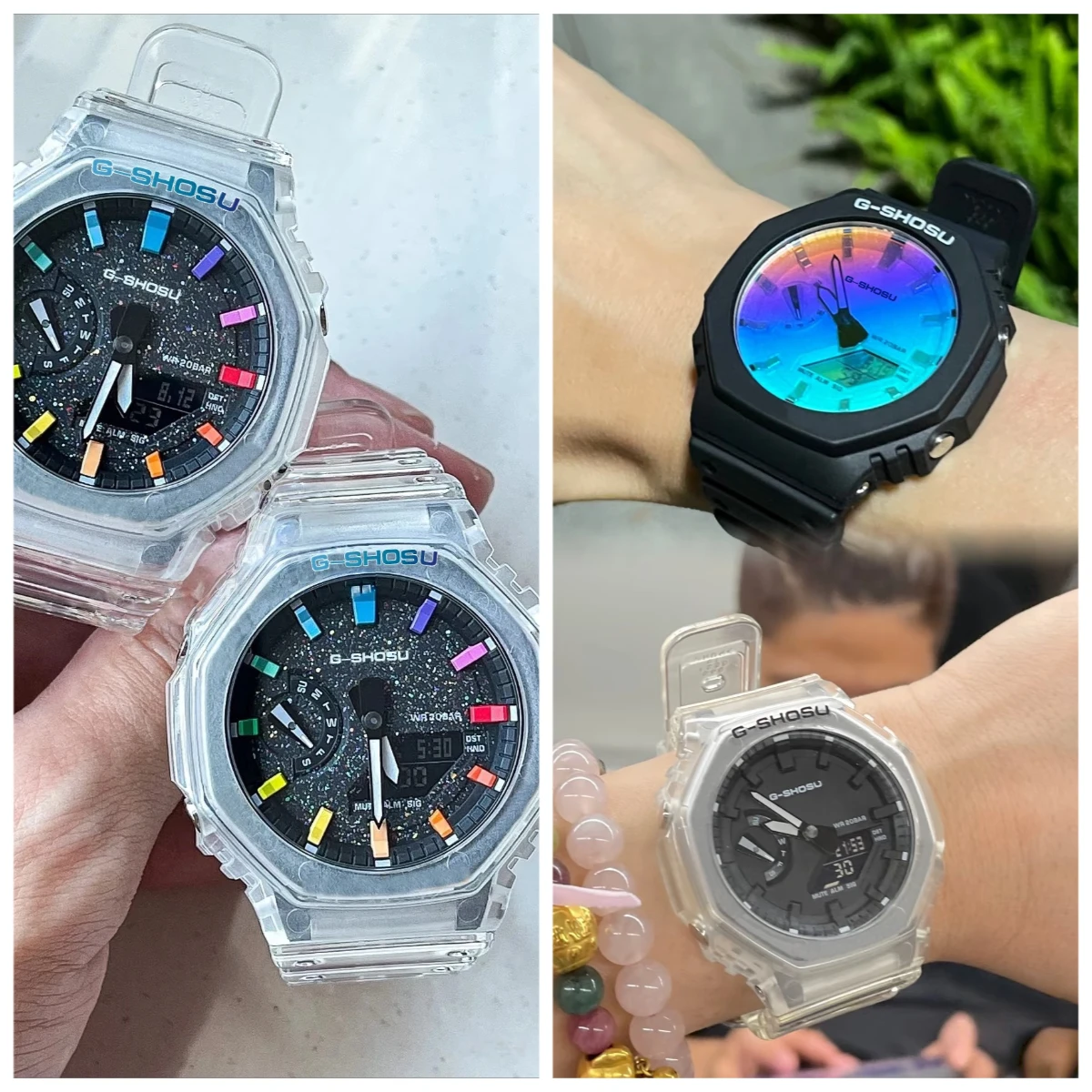 

9898 Store Full-featured Oak Starry Night Sports Electronic Digital Unisex Watch World Time LED Dual Display Large Dial