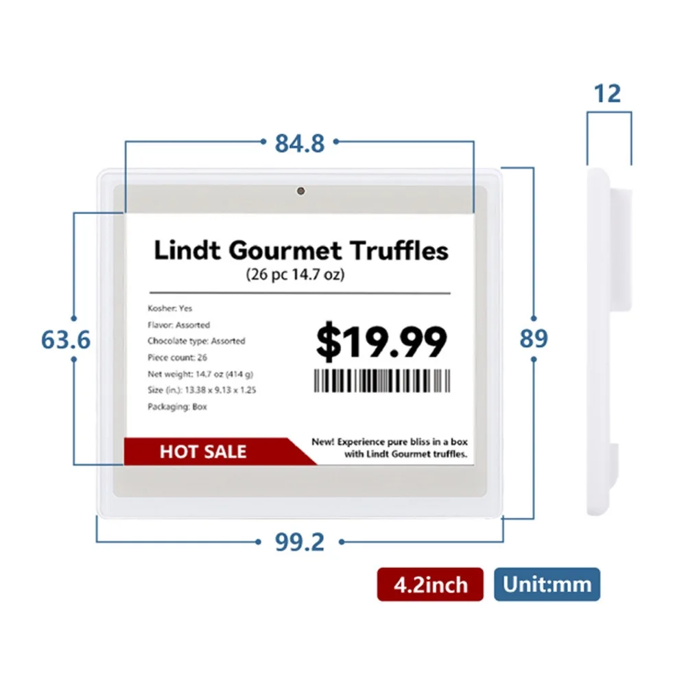 Supermarket Electronic Digital Price Tags RFID ESL Electronic Shelf Label Color E Ink Display Ble Connectivity ABS Paper