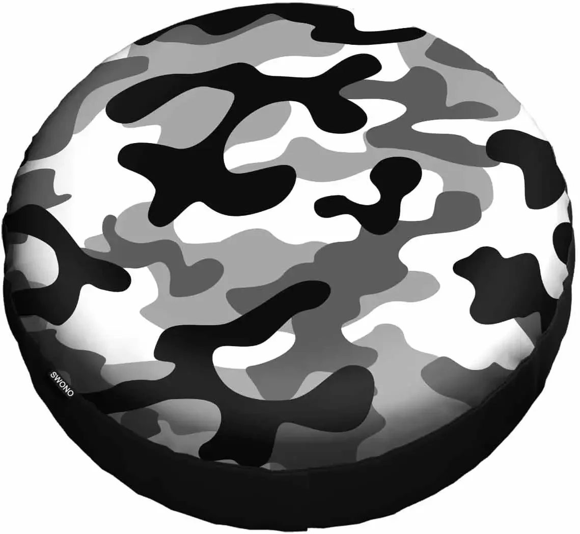 Black and white camouflage Spare Tire Weatherproof Camping Trailer Universal Fits Tires for Rv SUV Truck Camper Travel Trailer