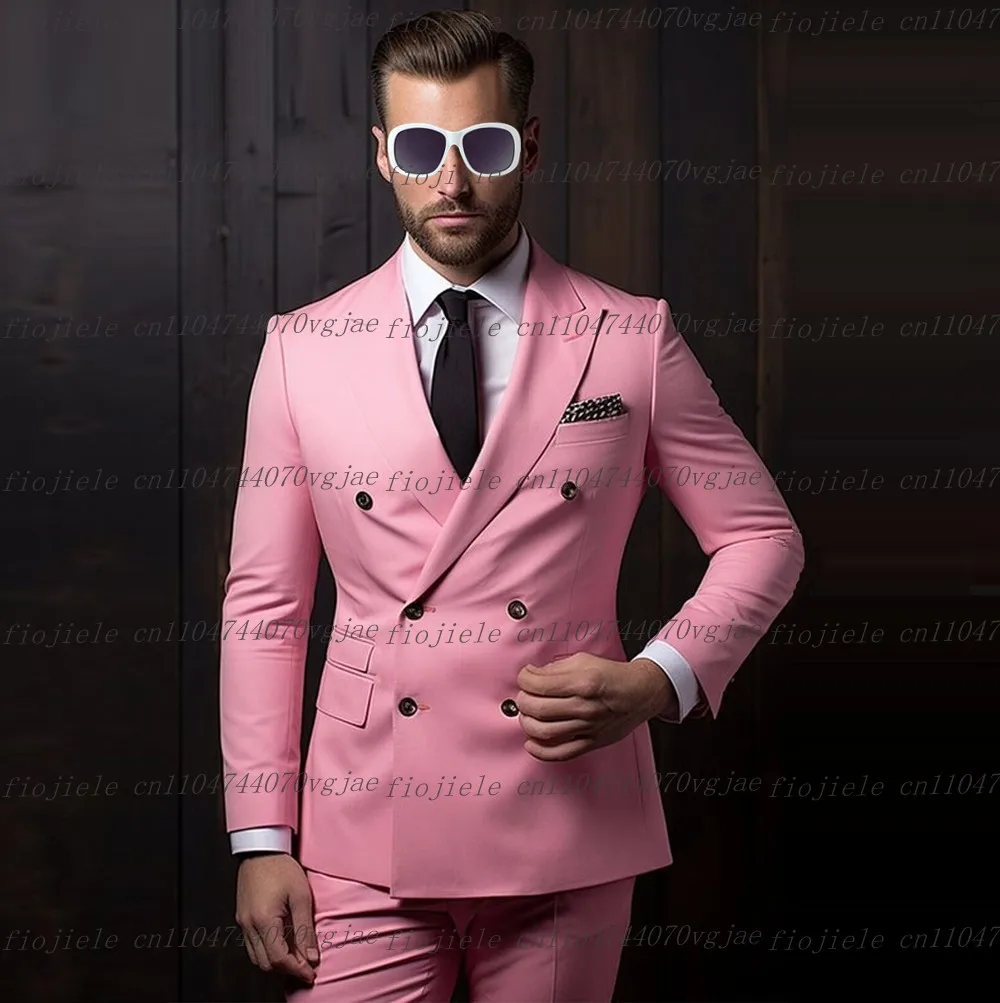 

New Formal Occasion Pink Men Suit Wedding Party Groom Groomsman Business Prom Male Tuxedos Customize 2 Piece Set Jacket Pants