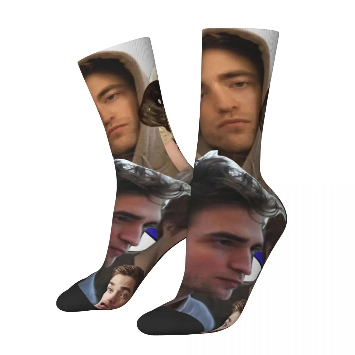 Robert Pattinson Collage Stockings Graphic Harajuku Socks Autumn Anti-Slip Socks Men's Running Warm Soft Socks