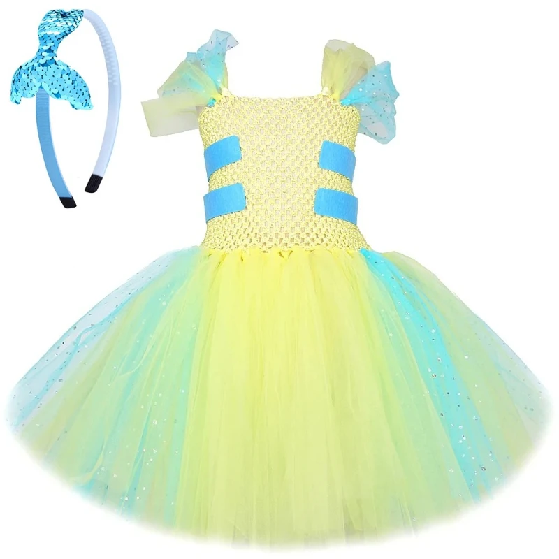 

Twinkle Flounder Fish Tutu Dress for Girls Christmas Halloween Costumes Mermaid Fish Princess Ballet Tutus Kids Birthday Outfit