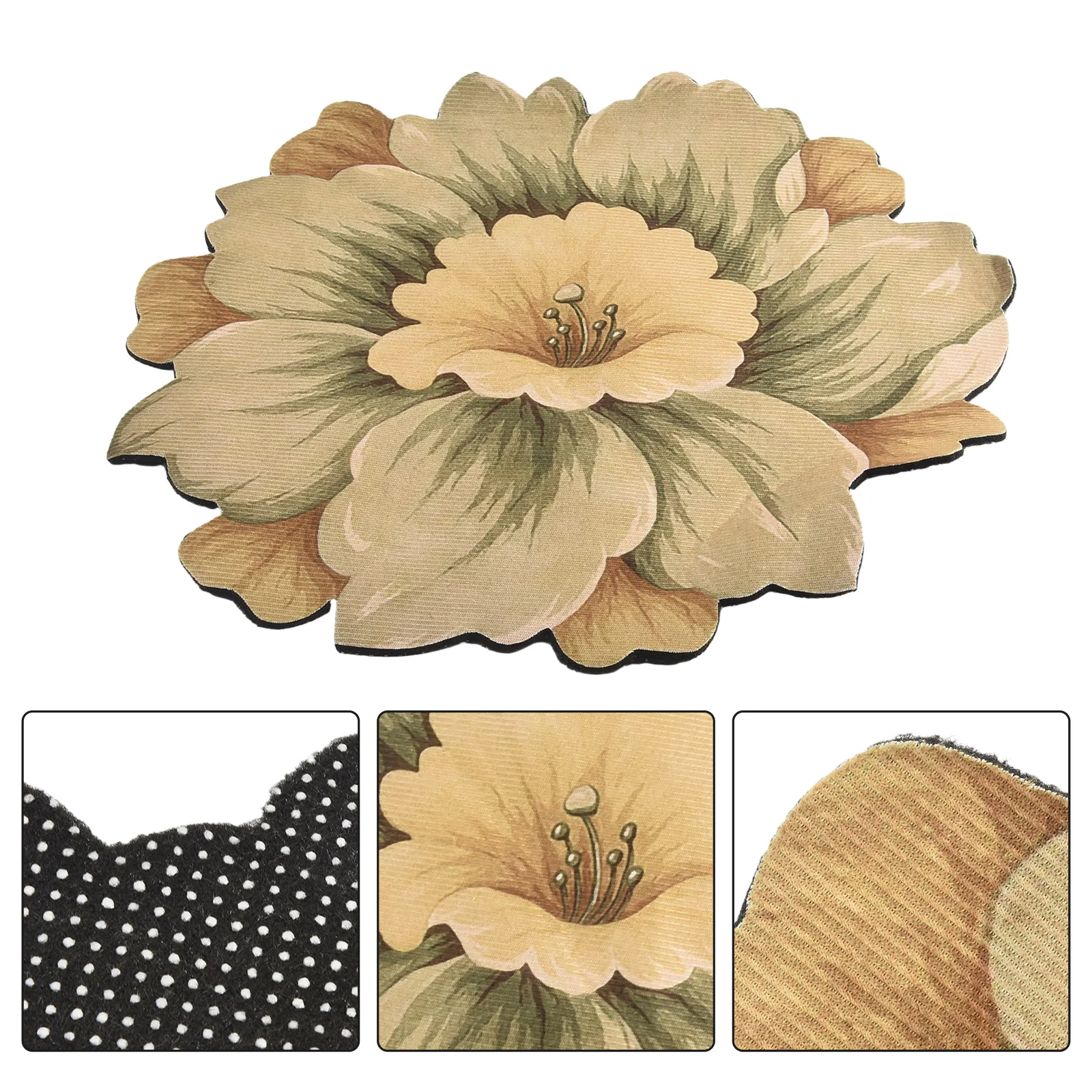 Lotus Flower Carpet Floor Mat with Non Slip Backing Absorbent Velvet Rug for Kitchen Bathroom Bedroom Living Room